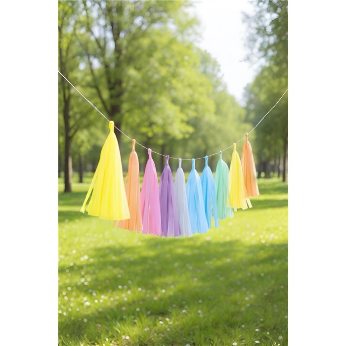 Amscan Gökkuşağı Pastel Renkler Püskül Garland