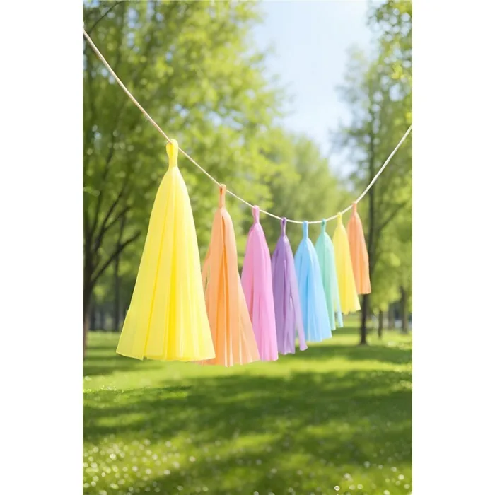 Amscan Gökkuşağı Pastel Renkler Püskül Garland