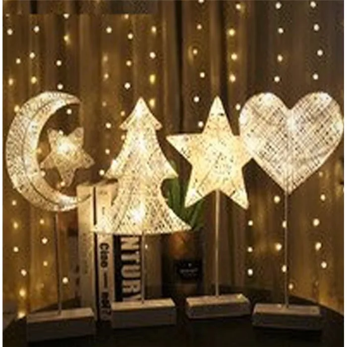 Ayyıldız Rattan Metal Ayaklı Yüksek Kaliteli Dekoratif Gece Lambası