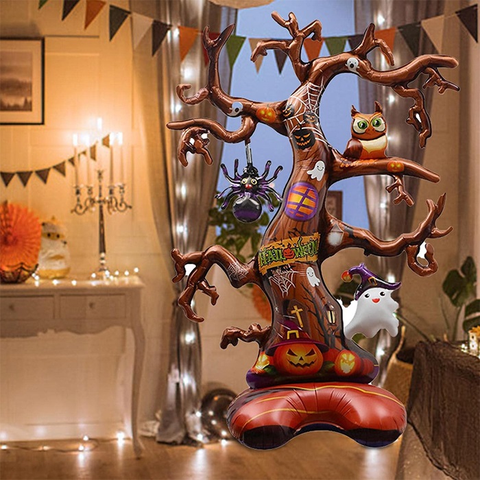 Cadılar Bayramı Korkunç Ağaç Figürlü Folyo Balon
