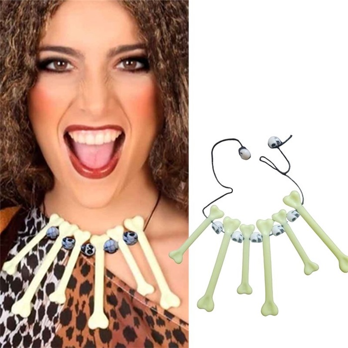 Cadılar Bayramı Krem Renkli Kemik Kolye