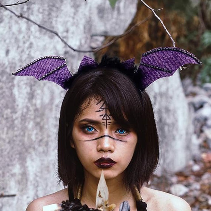 Cadılar Bayramı Mor Renkli Yarasa Taç