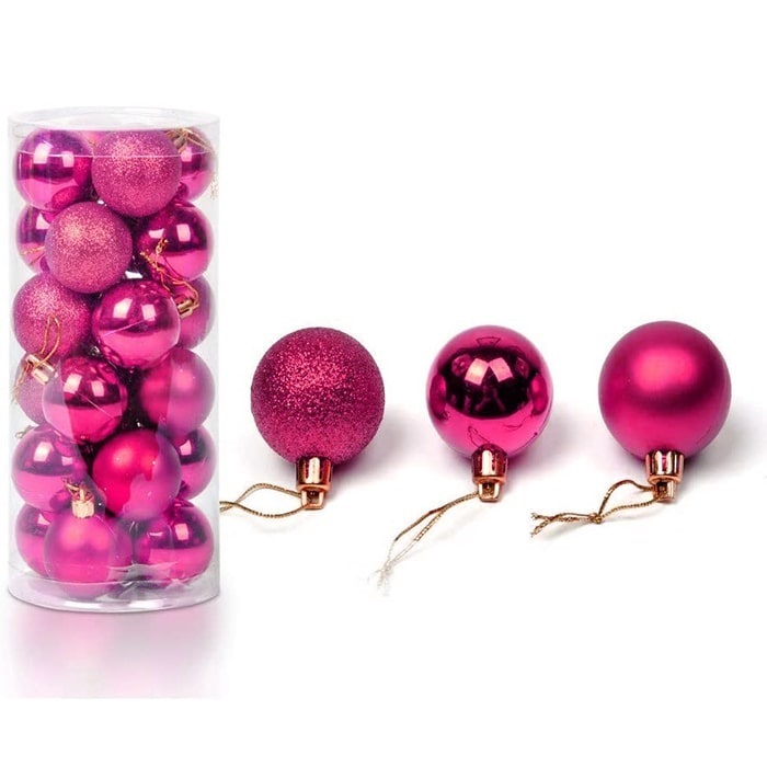 Fuşya Renkli Süslü Yılbaşı Ağacı