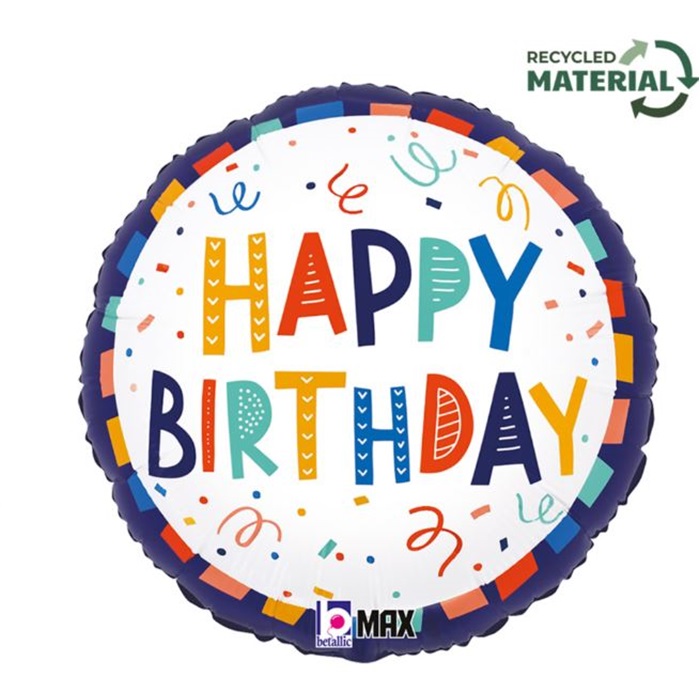 Konfetili Happy Birthday Folyo Balon