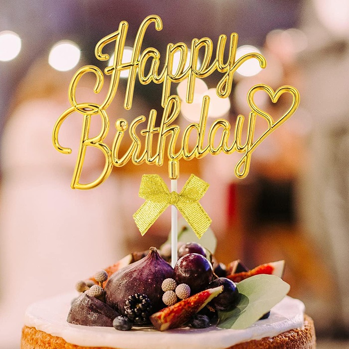 Gold Happy Birthday Pasta Süsü