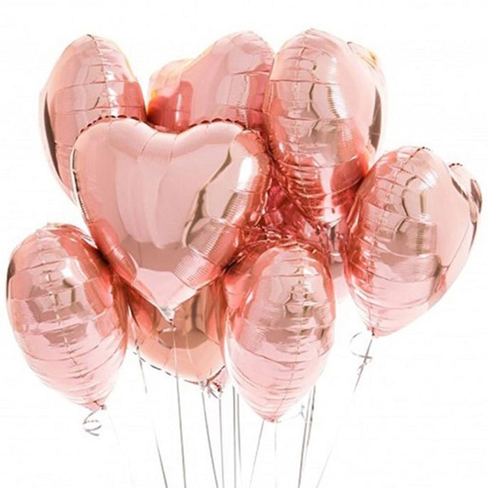 Gold Rose Renkli Kalp Folyo Balon