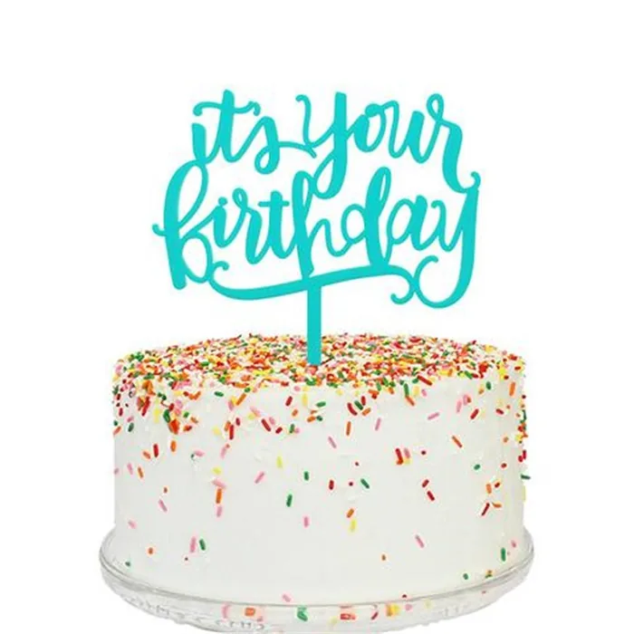 Happy Birthday Mavi Renkli Pasta Süsü