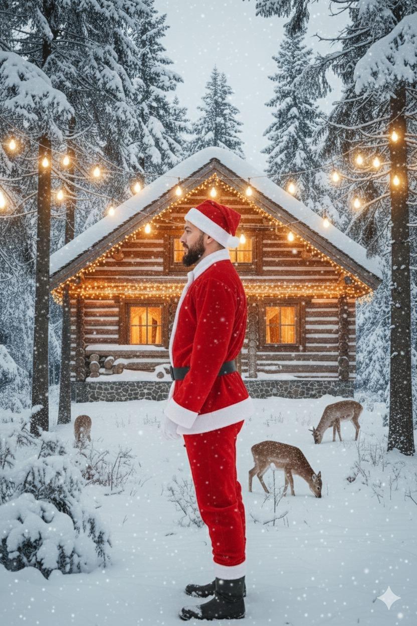 Yılbaşı Noel Baba Yetişkin-Battal  Kostüm Takım