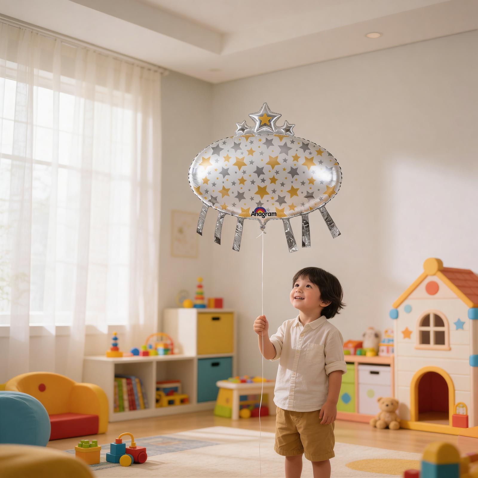 Yıldız Baskılı Oval Şekilli Folyo Balon