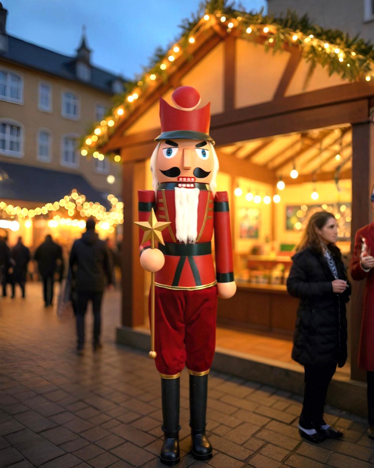 220 CM Lüks Kurşun Asker Fındıkkıran Yılbaşı Dekoru – Dış Mekan Dayanıklı El İşçiliği Model