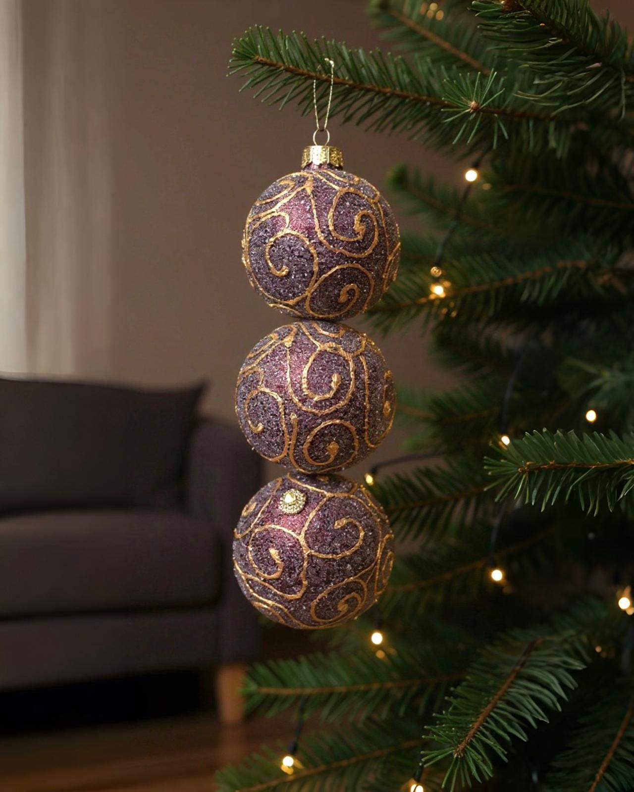 Desenli Lüks Ağaç Süsleme Topları 8 CM