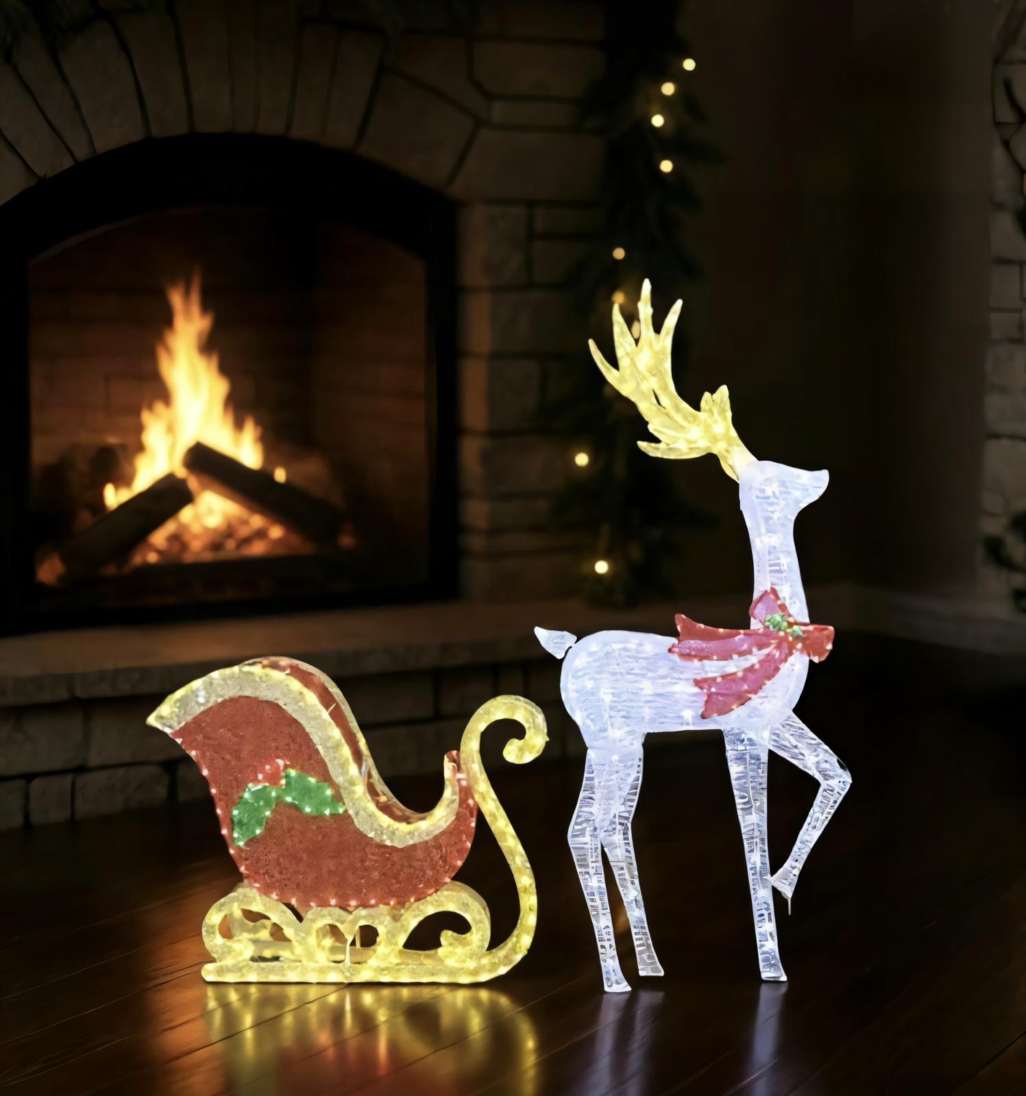 Beyaz Geyik Figürlü Led Işıklı Gece Lambası Dekoratif Aydınlatma