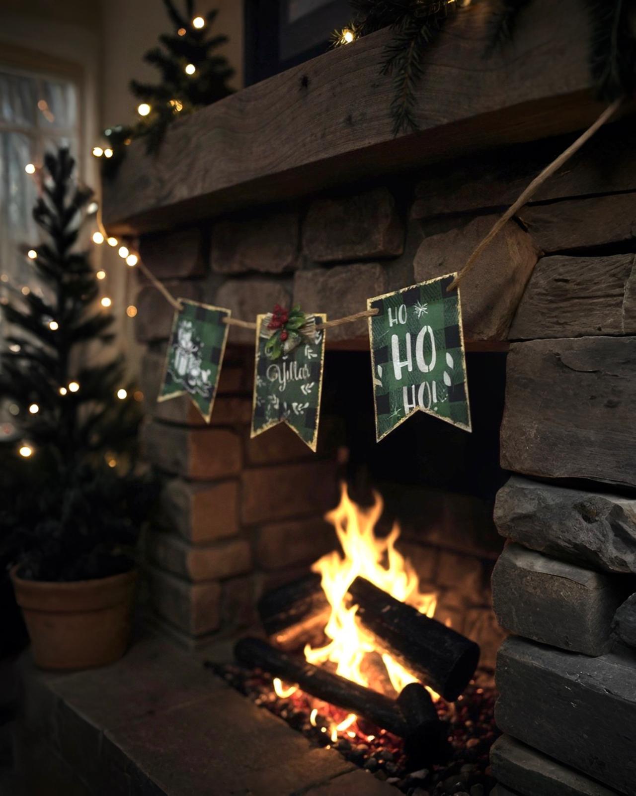 Ahşap Yılbası Şomine Asma Sus