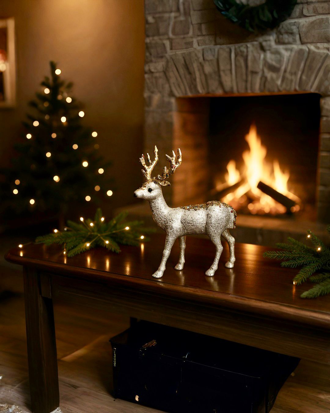 Yılbaşı Şampanya Renkli Dekor Geyik Süs