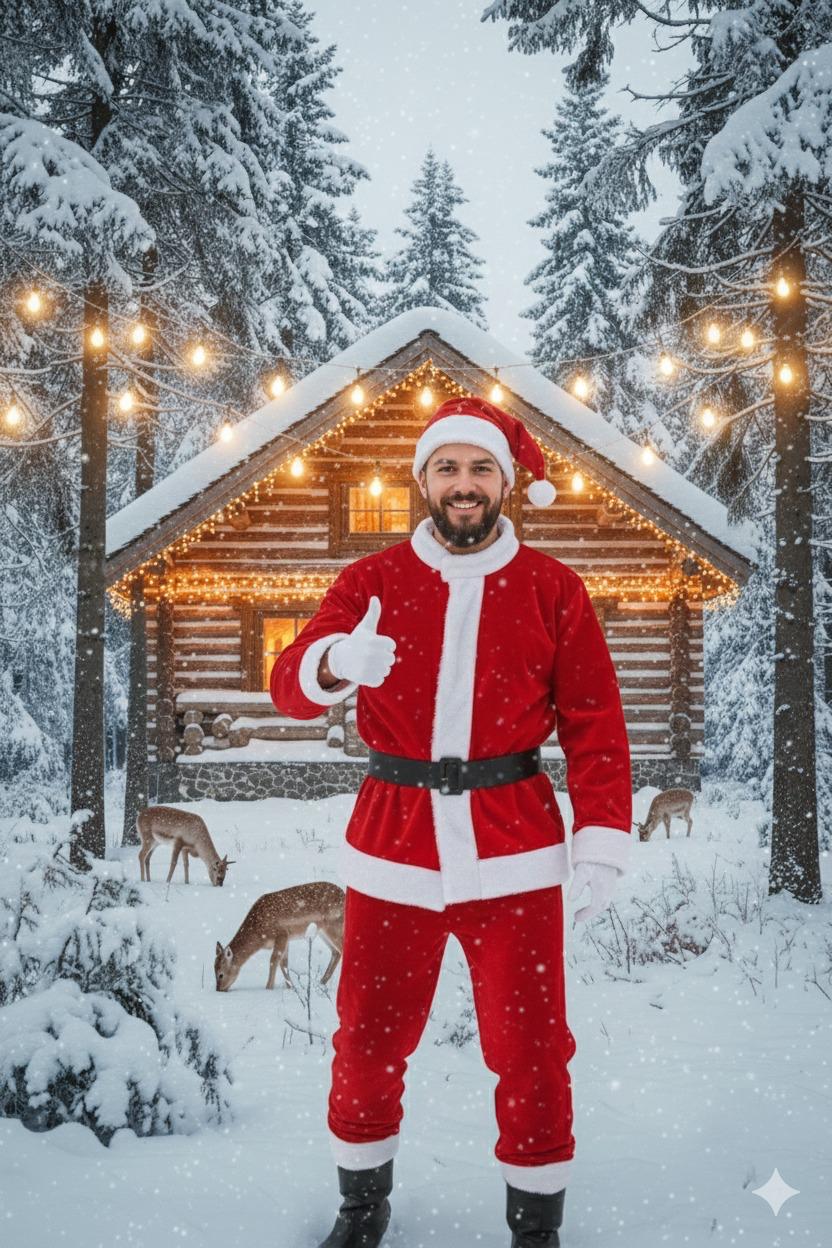 Yılbaşı Noel Baba Yetişkin-Battal  Kostüm Takım