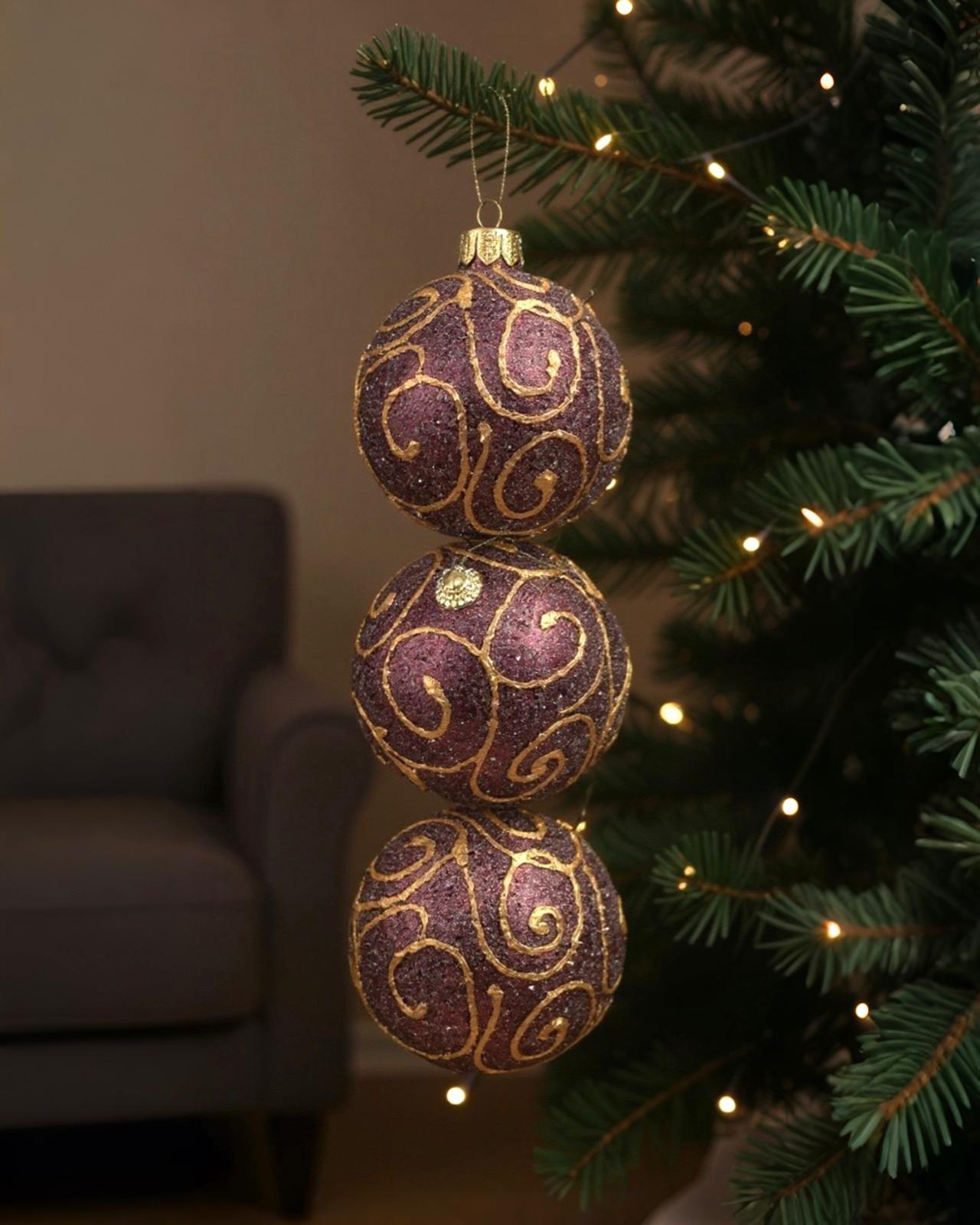 Desenli Lüks Ağaç Süsleme Topları 8 CM