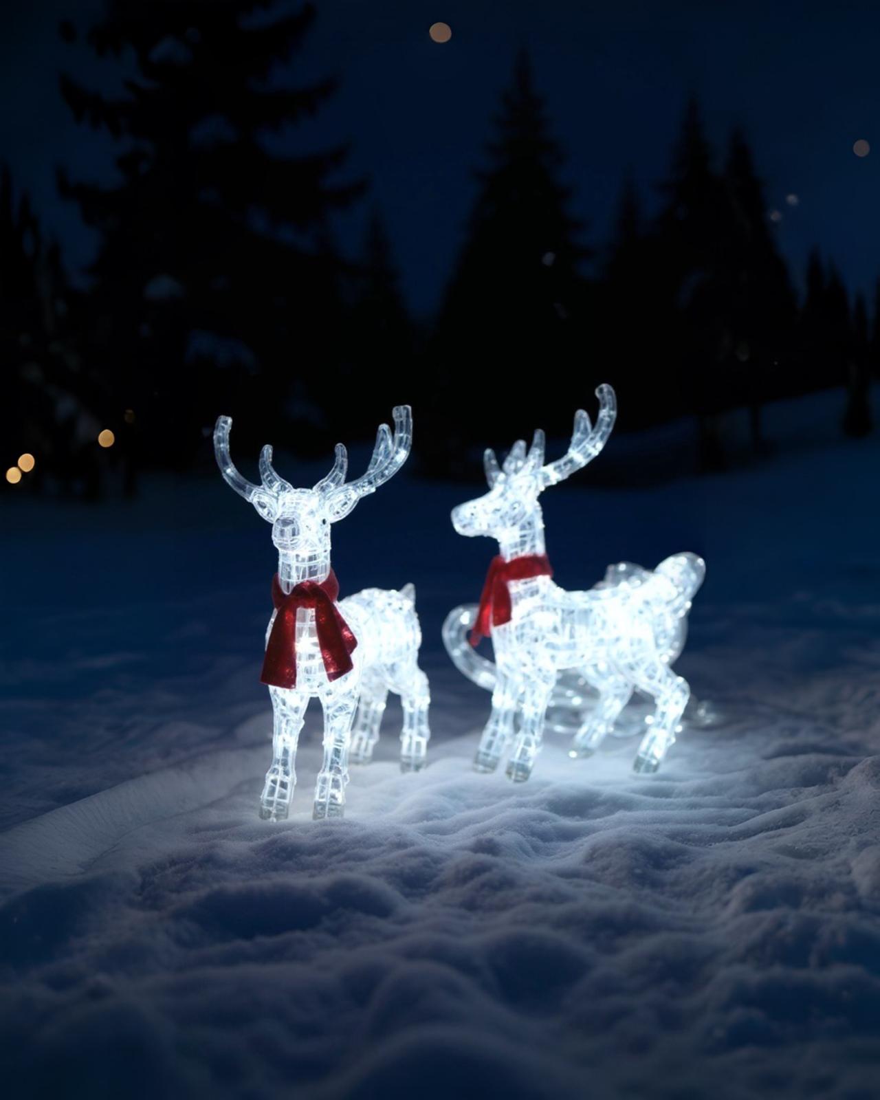 Yılbaşı Işıkllı Kızaklı 3 lÜ Geyik Seti 240 Led