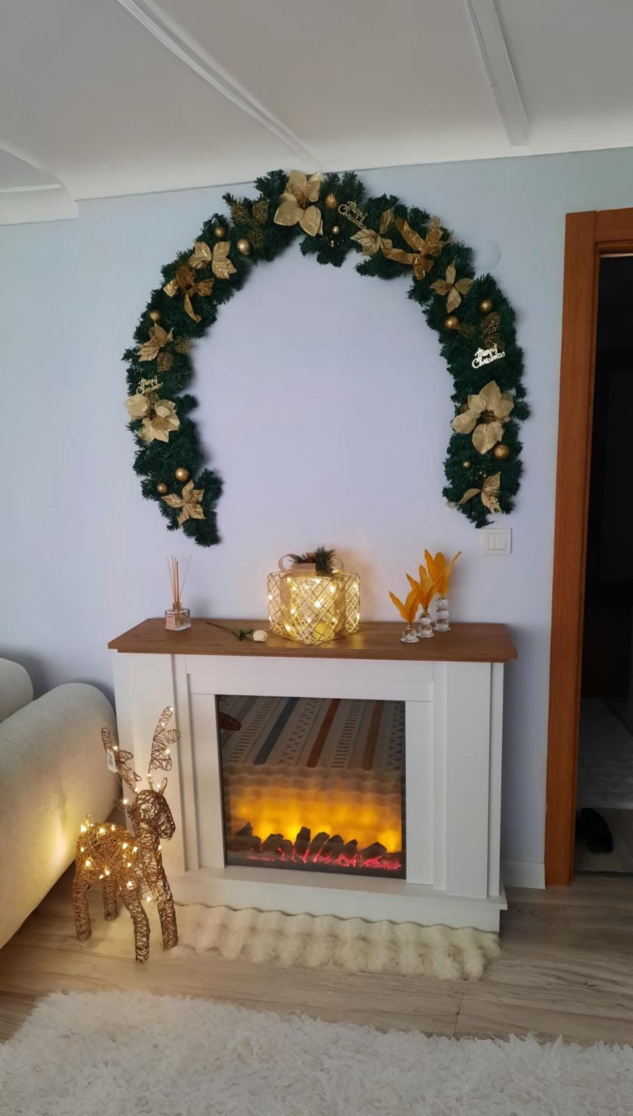 Yılbaşı Hazır Süslenmiş Gold Garland Dekor 230 CM
