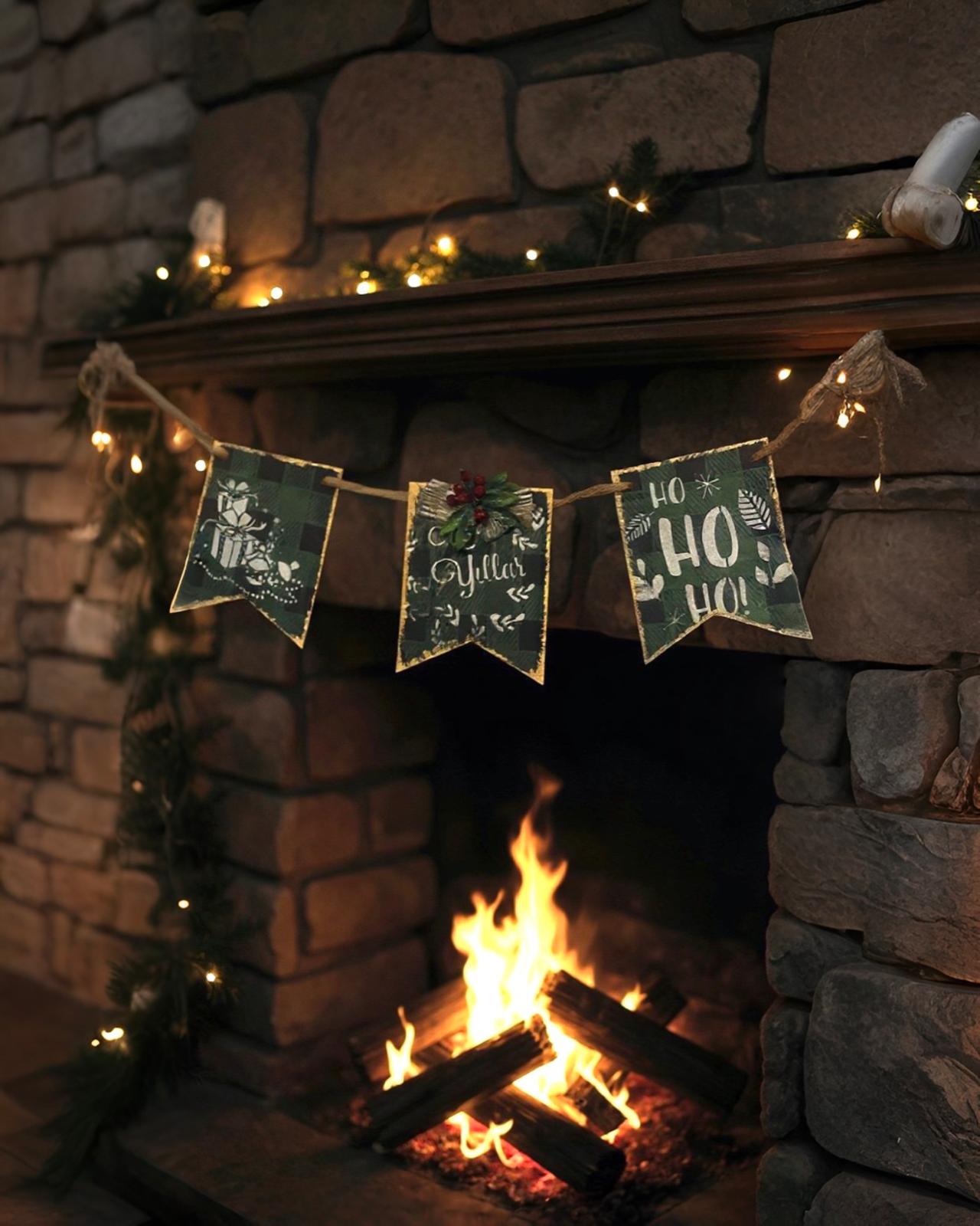 Ahşap Yılbası Şomine Asma Sus