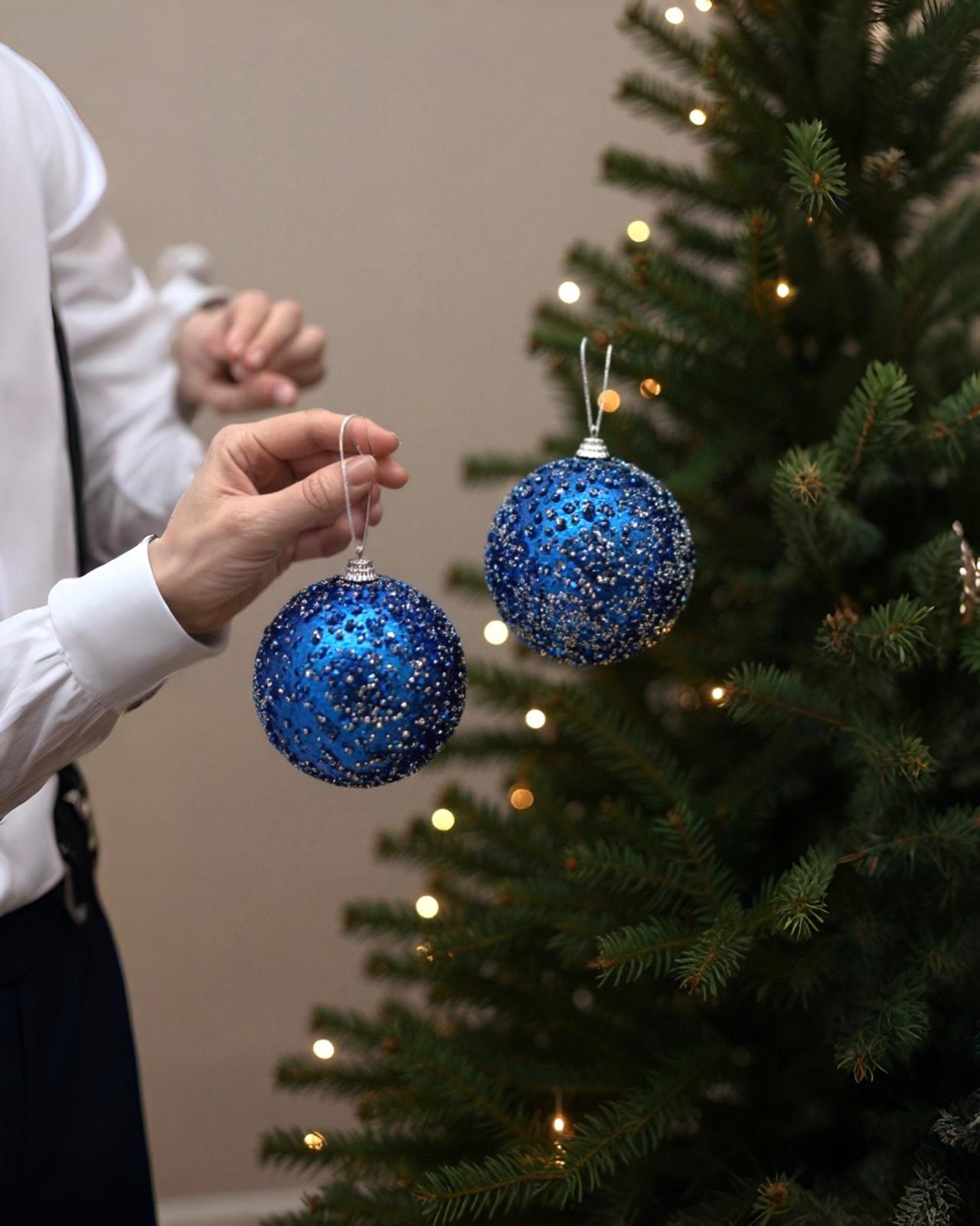 Yılbaşı Ağacı Parlement Mavisi 2 Li Top Süs 10 CM