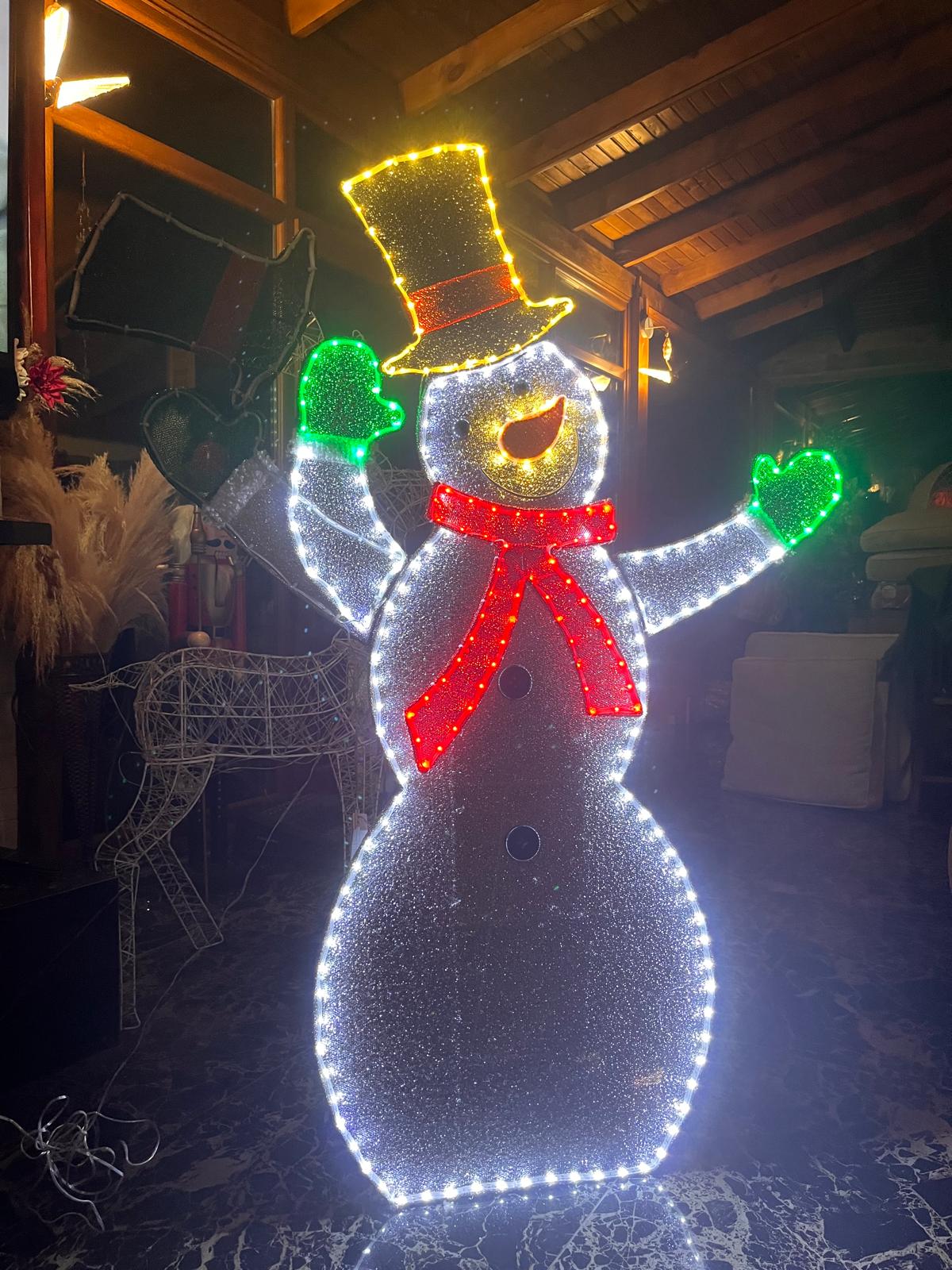 125 CM Led Işıklı Kardan Adam Figürü – 381 LED, 6 Işık Modu, Dış Mekan Yılbaşı Dekoru