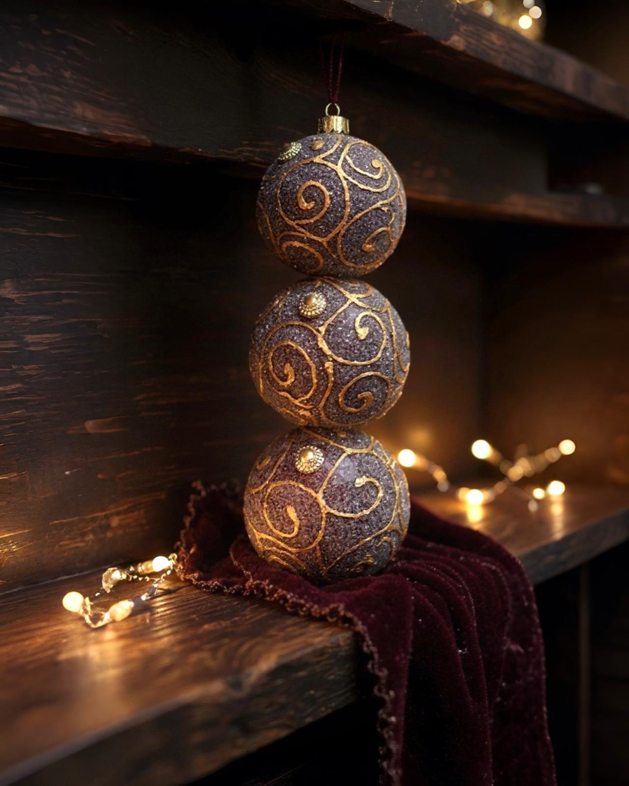 Desenli Lüks Ağaç Süsleme Topları 8 CM