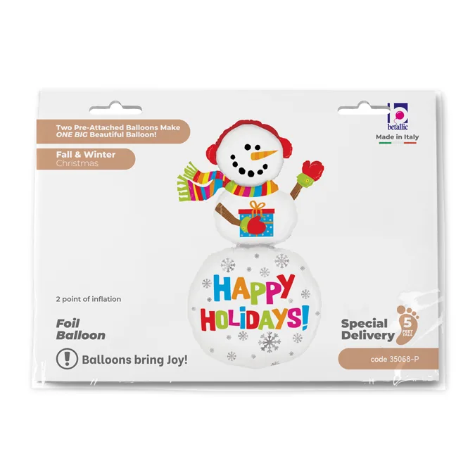 Yılbaşı Happy Holidays 154 cm Snowman Kardan Adam Folyo Balon