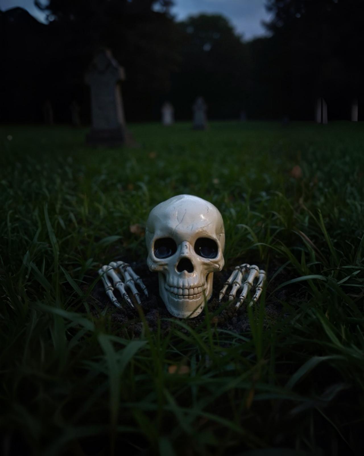 Halloween İskelet Kafası Ve Elleri Dekor Süs