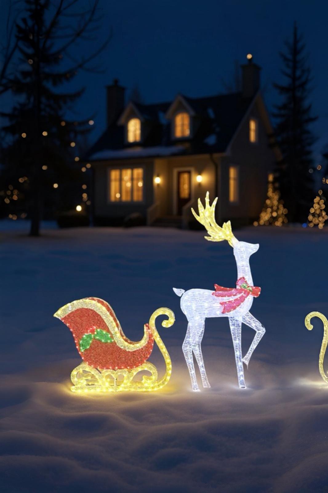 Beyaz Geyik Figürlü Led Işıklı Gece Lambası Dekoratif Aydınlatma