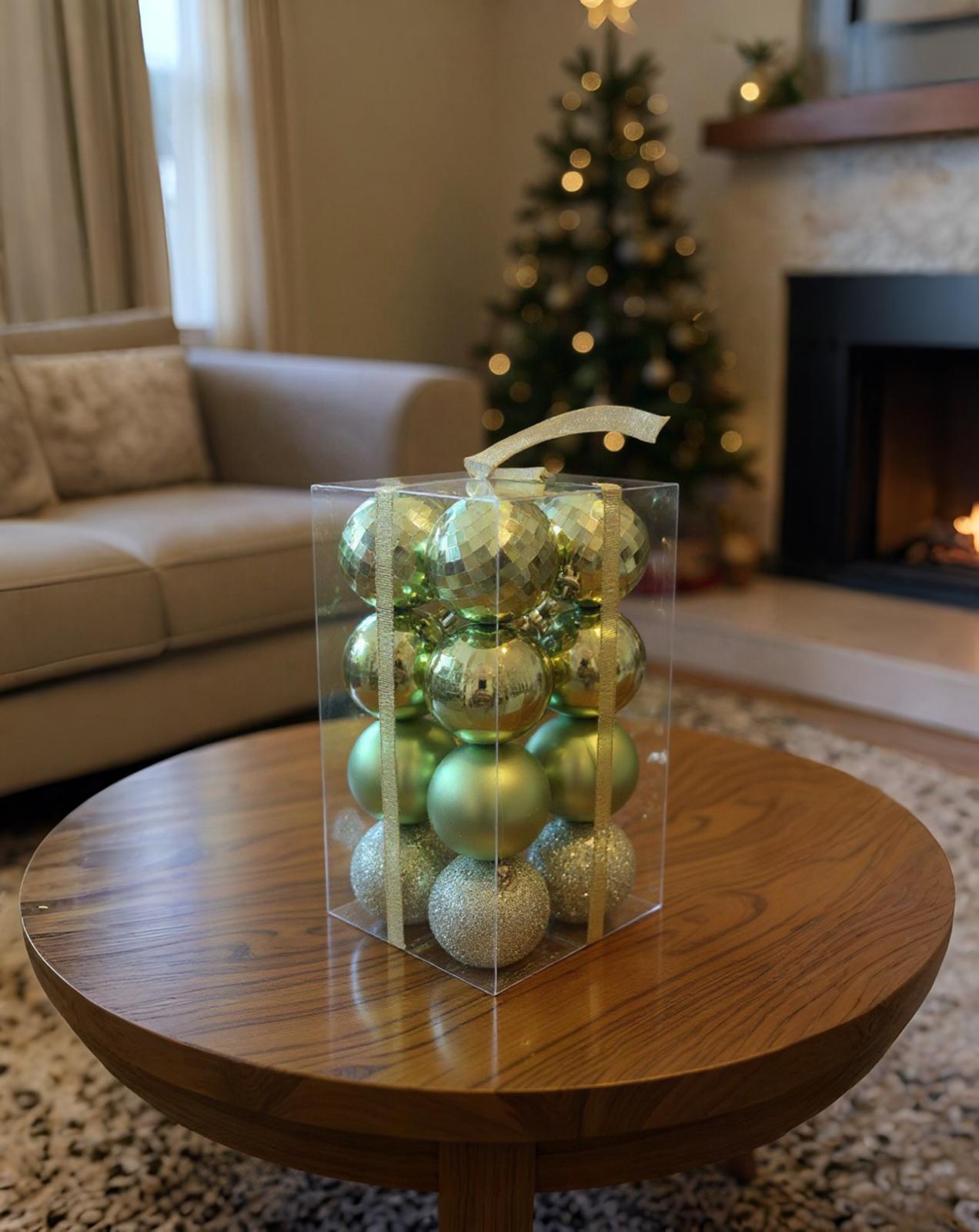 Yeşil Top Ağaç Süs 16'Lı 6 CM