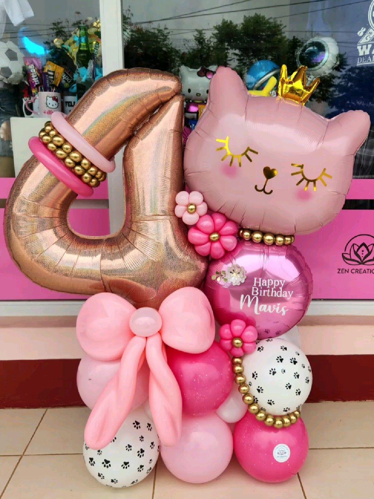 Sevimli Kedi  Yaş Balon Aranjmanı