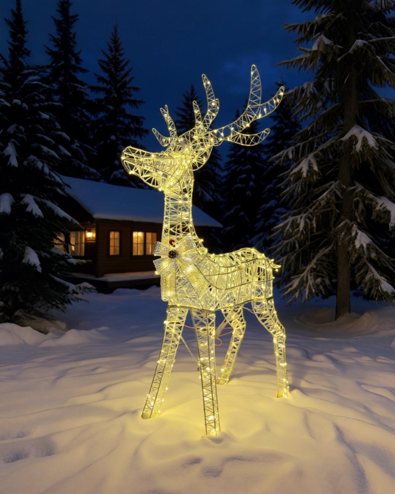 Yılbaşı Işıklı Led Geyik 640 LED – Beyaz & Gün Işığı 135 cm