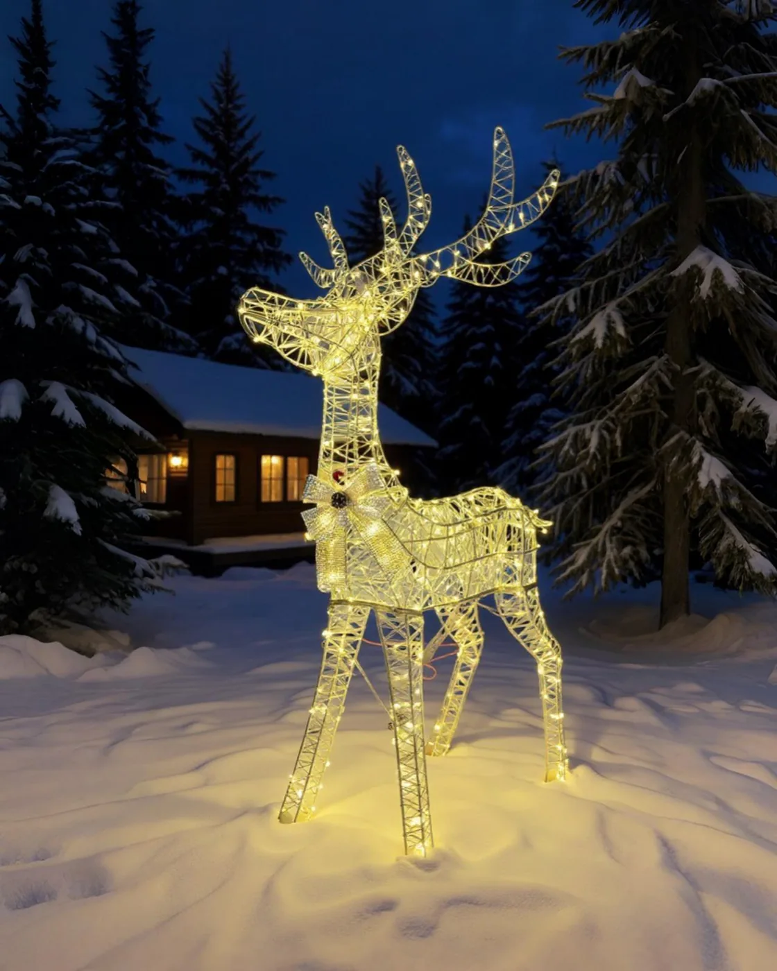Yılbaşı Işıklı Led Geyik 640 LED – Beyaz & Gün Işığı 135 cm