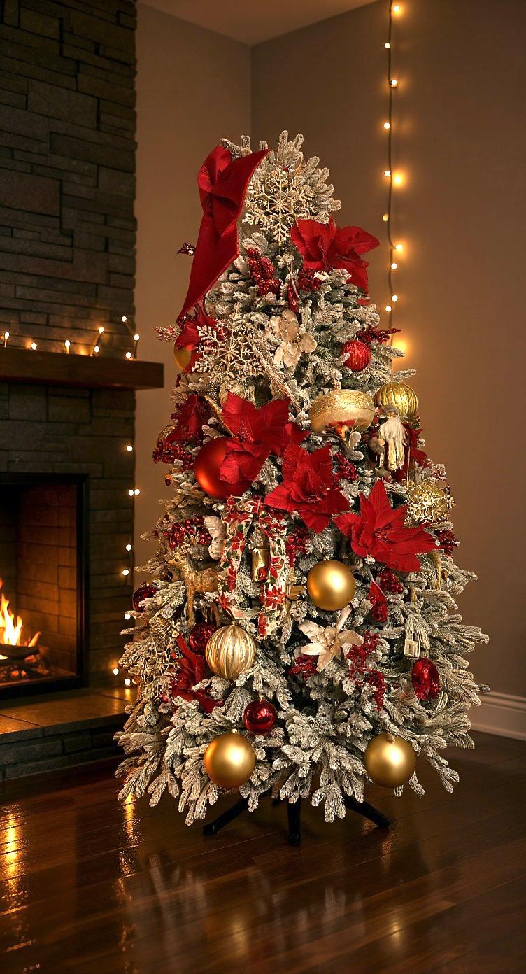 Yılbaşı Ağacı Kendinden Karlı Ve led Işıklı 240 CM