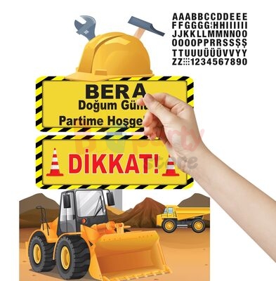 Dekoratif Kişiye Özel Ayaklı Pano Seti İnşaat 3 Parça
