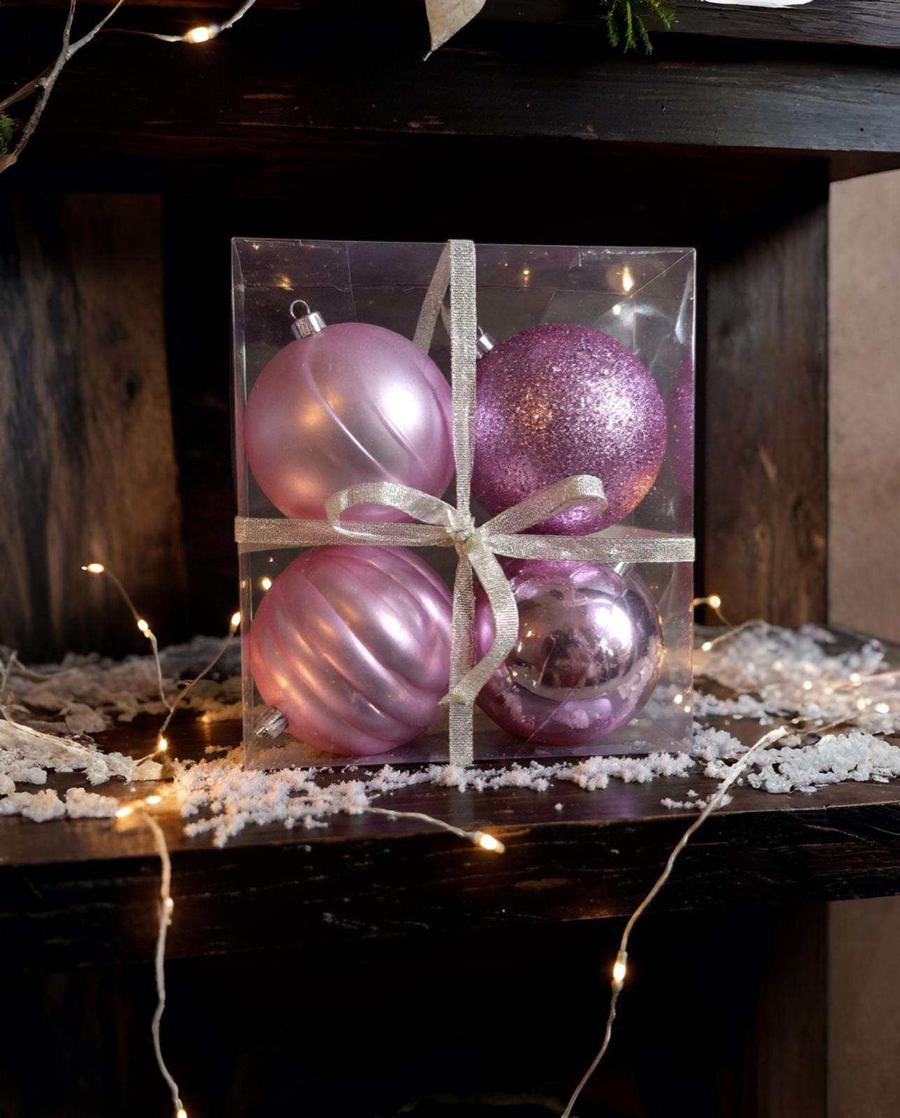 Yılbaşı Ağacı Pembe Renkli Top Süs 10 Cm