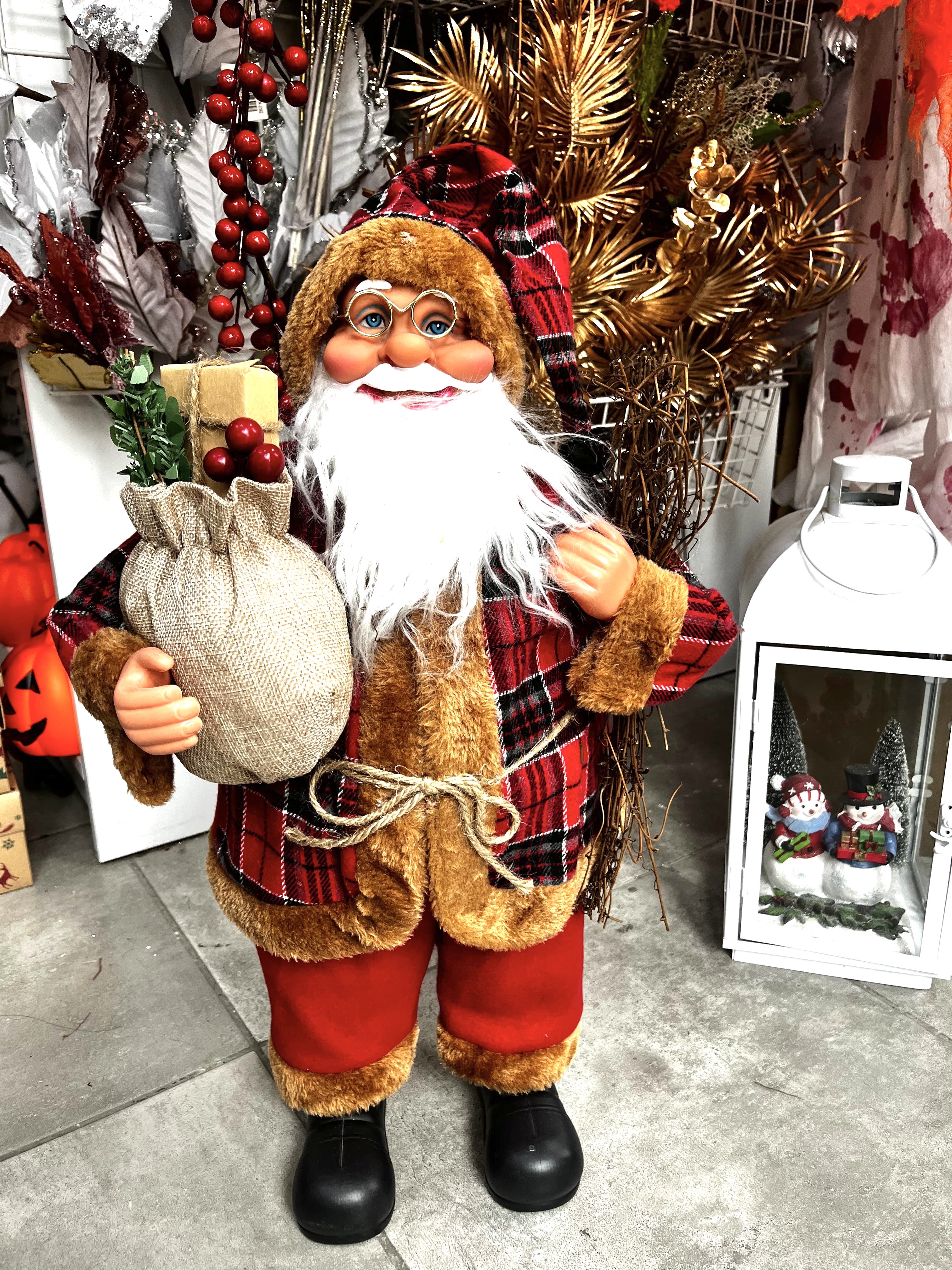 Noel Baba Hediye Paketli Dekor Süs 62 cm