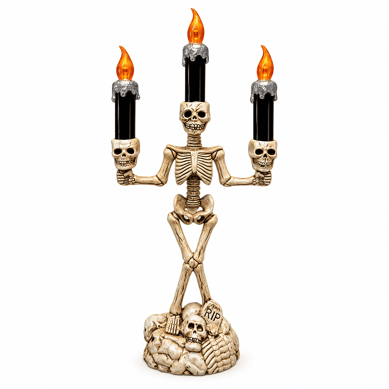 Mini İskelet Şamdan LED Mumlu Halloween Dekoru