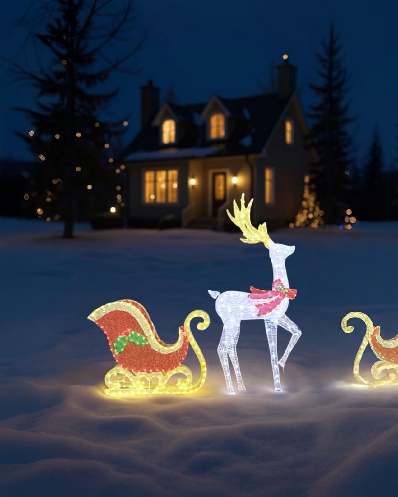 Beyaz Geyik Figürlü Led Işıklı Gece Lambası Dekoratif Aydınlatma