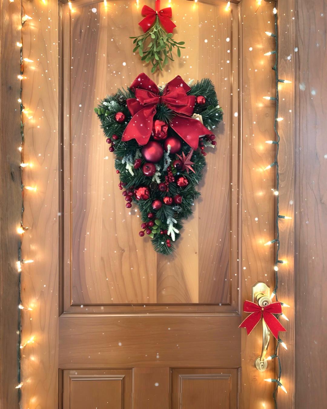 Kırmızı Renkli Yılbaşı Kapı Süsü