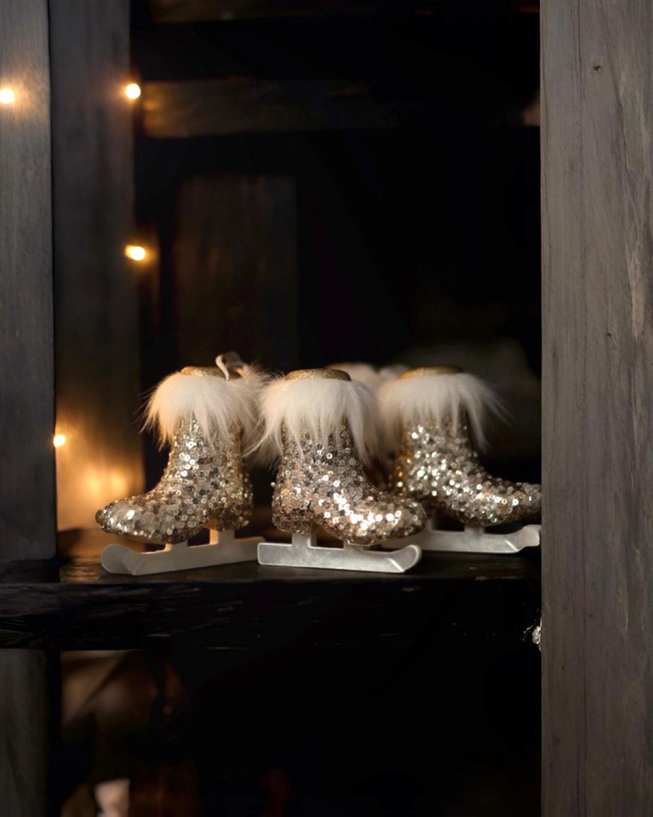 Yılbaşı Ağacı Go;d Paten Asma Süs 3 lu