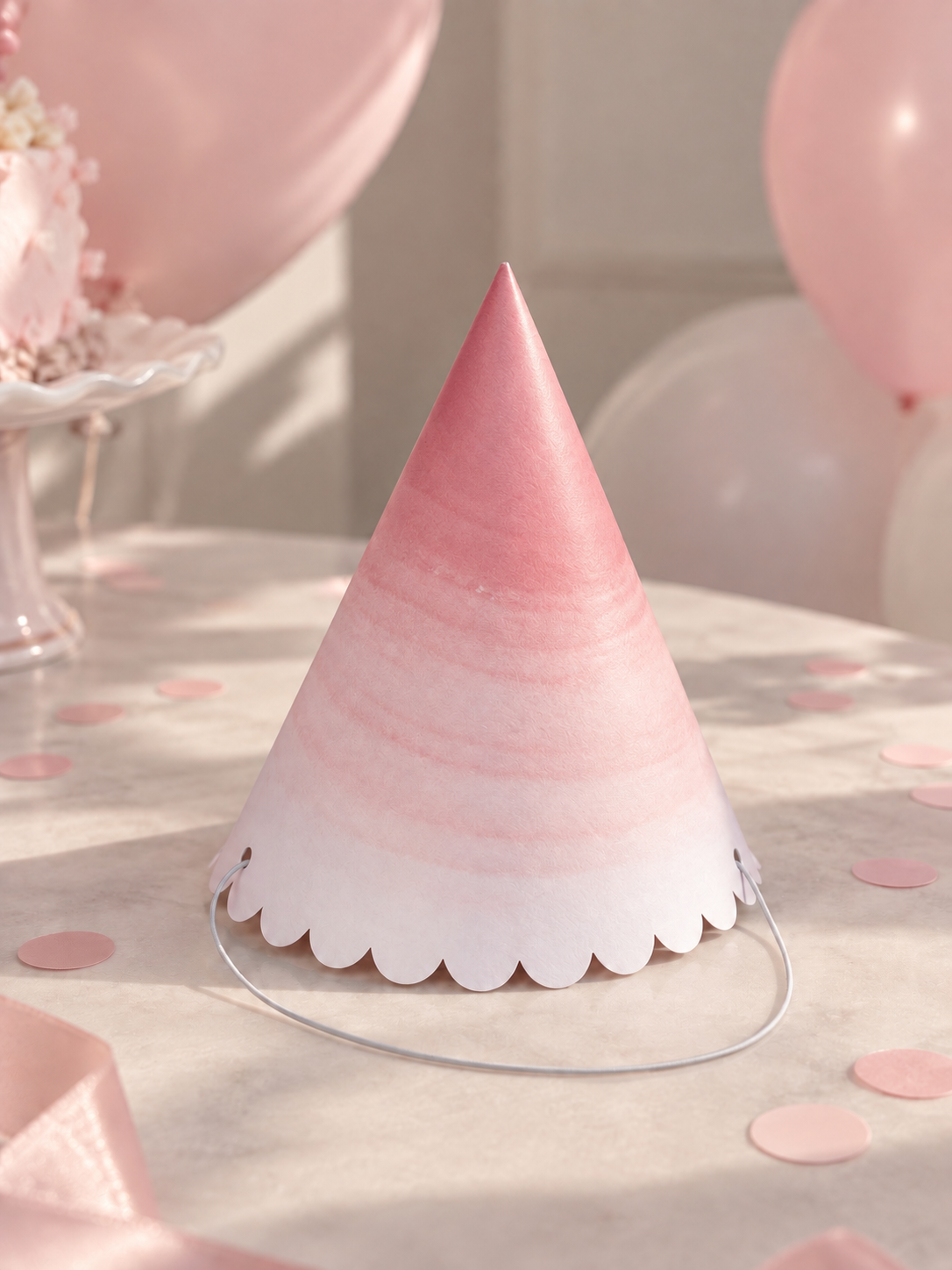 Ginger Ray Pembe Mermer Desenli Parti Şapkası 6’lı