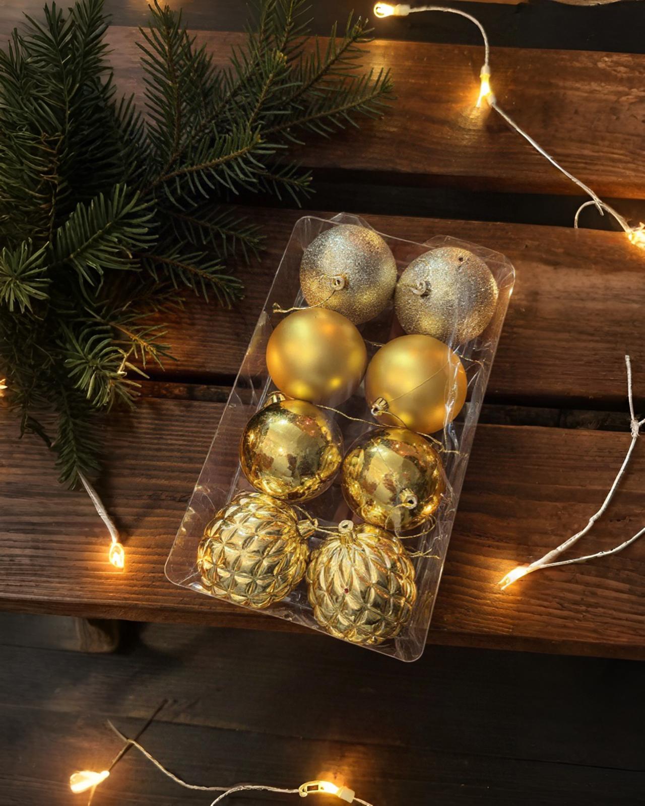 Yılbaşı Ağacı Gold 8 li  Top Süs 8 CM