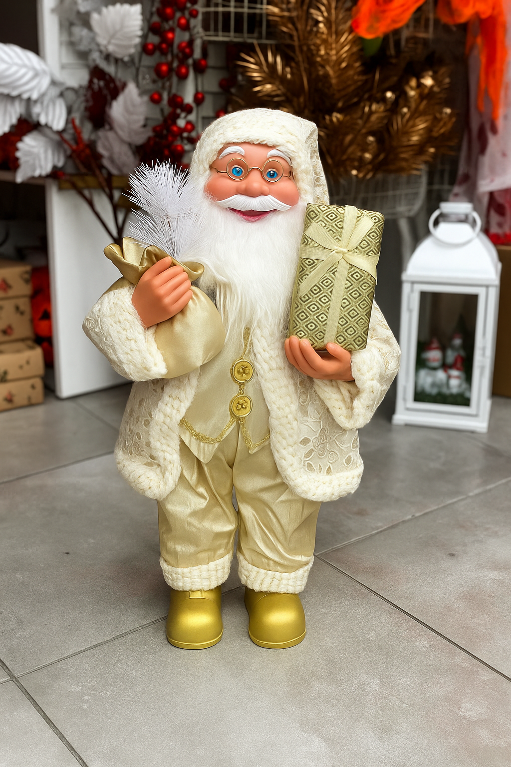 Yılbaşı Noel Baba Beyaz Altın 62 cm