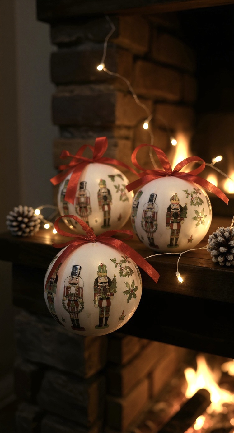 Market Kurşun Asker Desenli Yılbaşı Top Süs 8 Cm