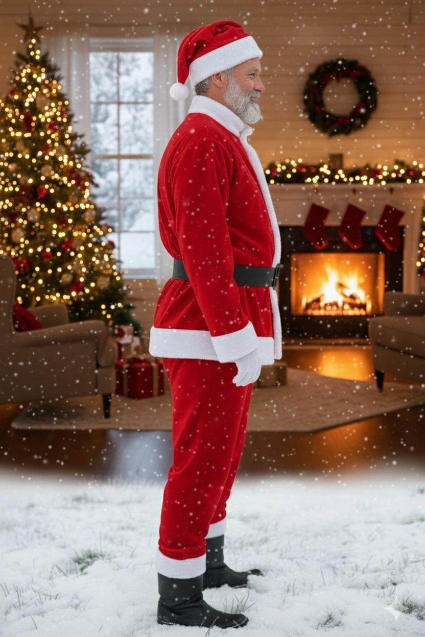 Yılbaşı Noel Baba Yetişkin-Battal  Kostüm Takım