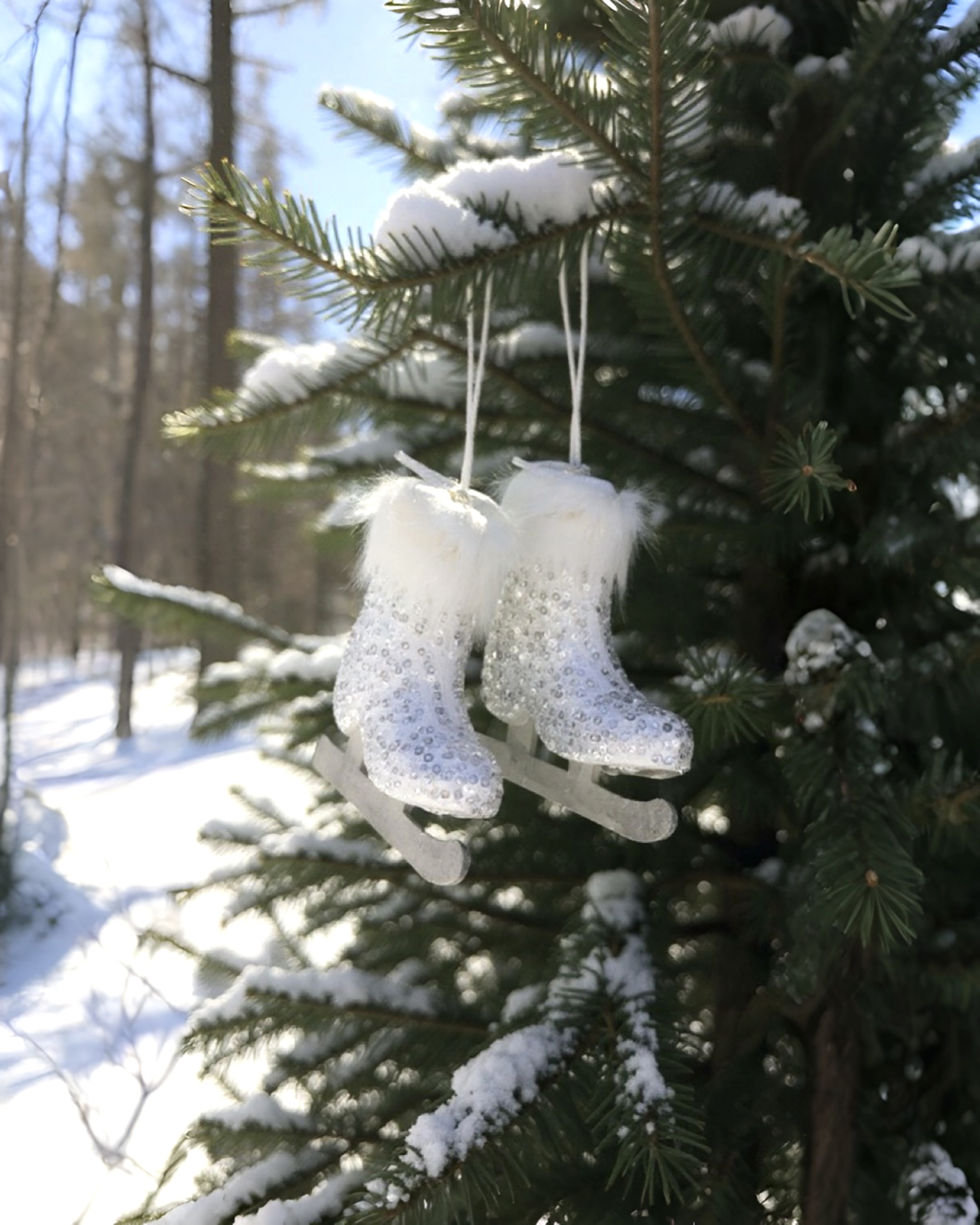 Yılbaşı Ağacı 3lü Paten Süs Beyaz