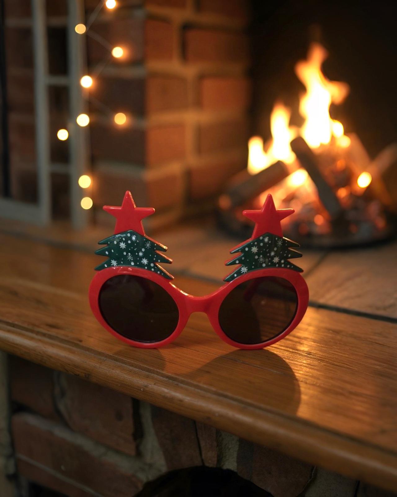 Yılbaşı Yeşil Kırmızı Çam Ağacı Parti Gözlük