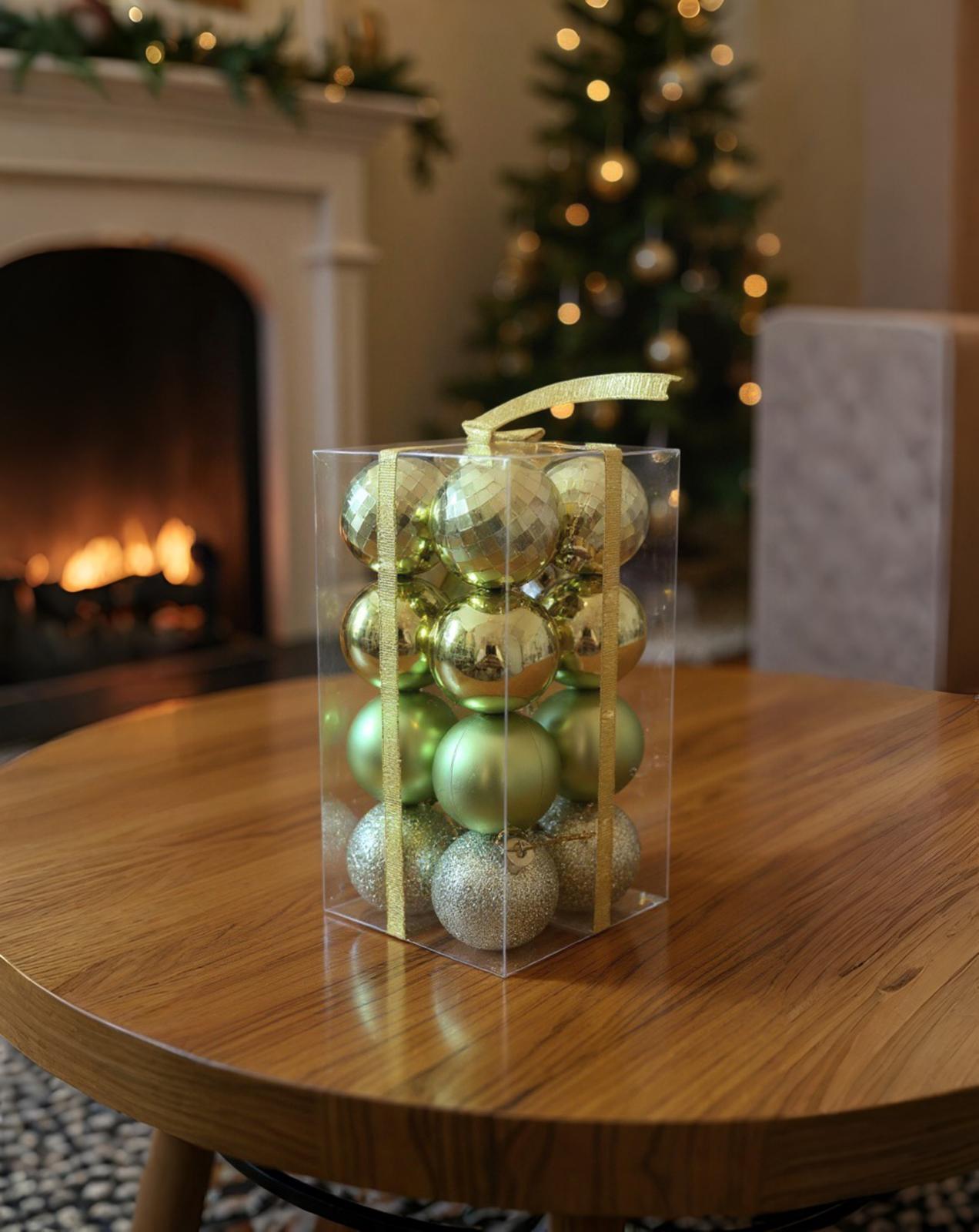 Yeşil Top Ağaç Süs 16'Lı 6 CM