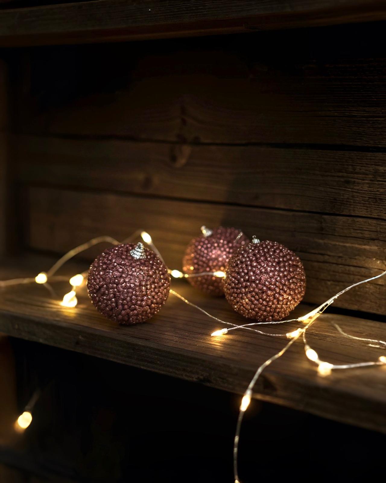 Yılbaşı Gülkurusu 3 lü Top Ağaç Süs 8 CM